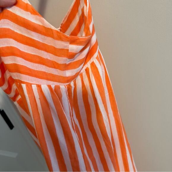 Tuckernuck Oliphant Orange White Cotton Striped Maxi Dress Large - Picture 10 of 15